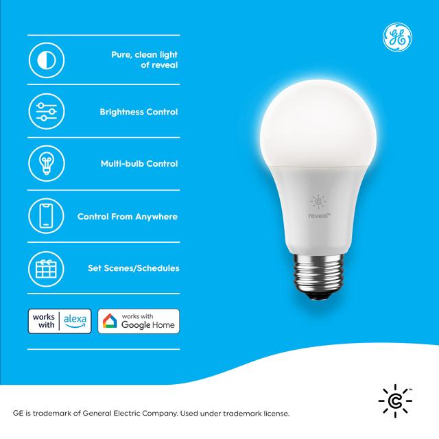 GE Cync Reveal Bulb Smart LED Reveal, A19, Works with Alexa and Google Assistant, Bluetooth and Wi-Fi Enabled (1 Pack)