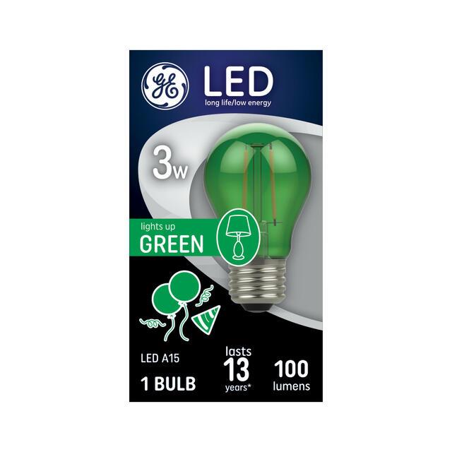 GE Classic LED 40 Watt Replacement, Green Light, A15 Specialty Bulb (1 Pack)