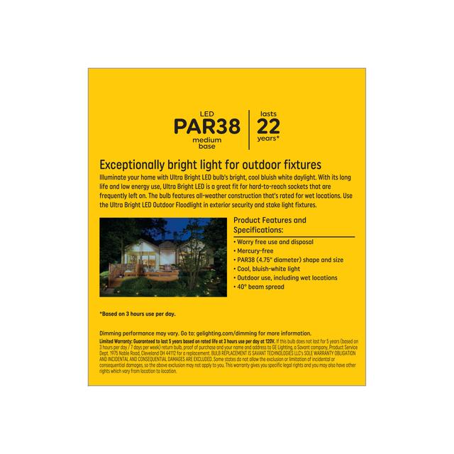 GE Ultra Bright LED 120 Watt Replacement, Daylight, PAR38 Outdoor Floodlight Bulb (1 Pack)