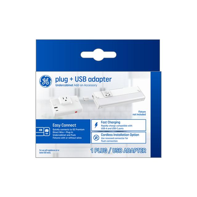GE Plug + USB Add-on Accessory for Premium Direct Wire Light Fixtures