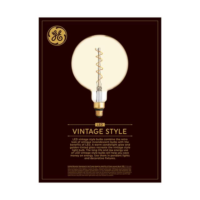 GE Vintage LED 40 Watt Replacement, Candlelight, G63 Deco - Globe Bulbs (1 Pack)
