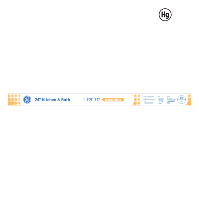 GE Warm White 20 Watt 24 Inch T12 G13 Base Fluorescent Tube 1 Pack