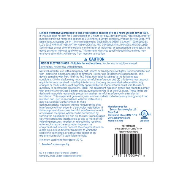 GE Classic/LED Core LED 6 Watts, Blue Light, PAR38 Outdoor Floodlight Bulbs (1 Pack)