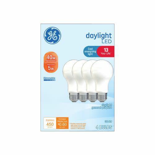 GE LED Light Bulbs, A19 General Purpose Bulbs, 40 Watt Replacement, Daylight (4 Pack)