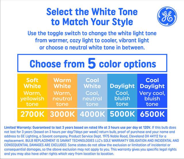 GE Color Select LED 100 Watt Replacement, A19 General Purpose Bulbs (2 Pack)