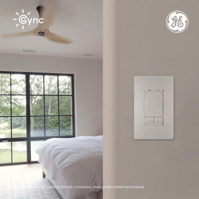 GE Cync Smart Ceiling Fan Switch, Neutral Wire Required, 2.4 GHz WiFi, Works with Alexa and Google Home