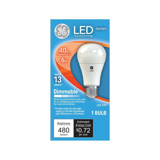GE Classic LED 40 Watt Replacement, Daylight, A19 General Purpose Bulb (1 Pack)