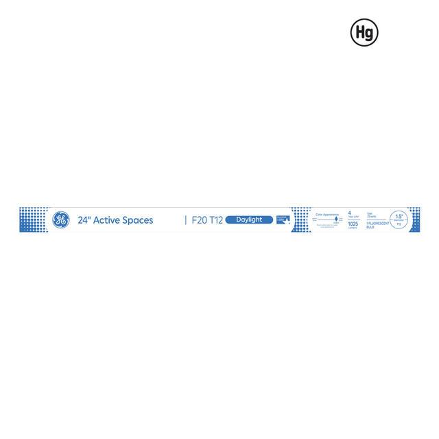 GE Daylight 20 Watt 24 Inch T12 G13 Base Fluorescent Tube 1 Pack