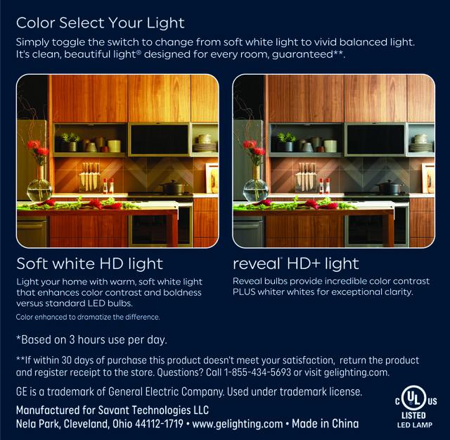 GE Reveal HD+ LED 60 Watt Replacement, Reveal + Soft White, A15 Ceiling Fan Bulbs (2 Pack)