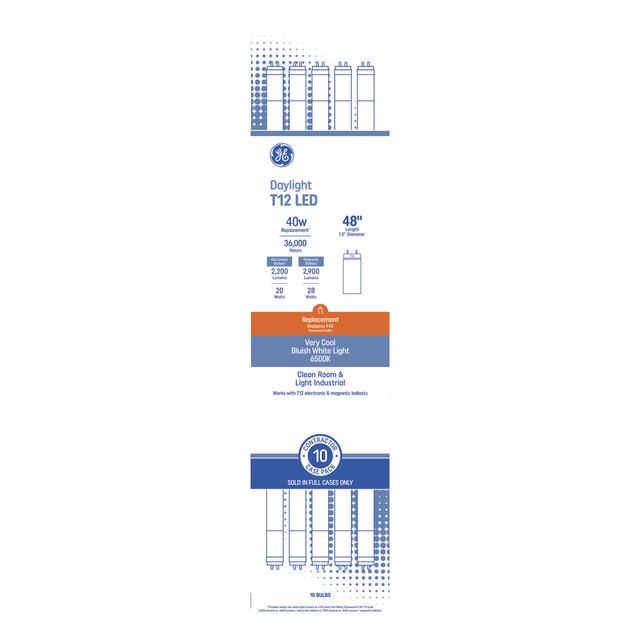GE LED Replacement Daylight 28 Watt 93.92 Inches T12 G13 Base LED Tube 10 Pack