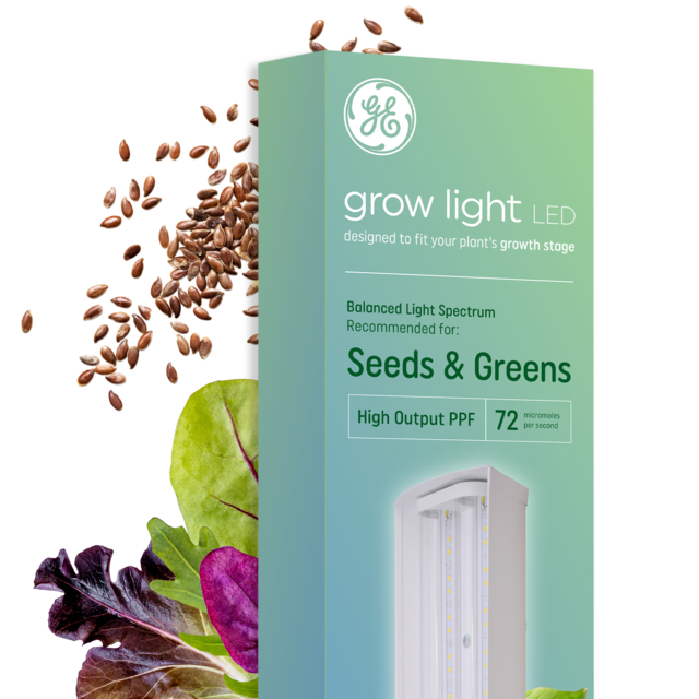 GE Grow Light for Plants, LED Plant Light Fixture for Seeds and Greens, Integrated Light Fixture, 72 PPF, 24in