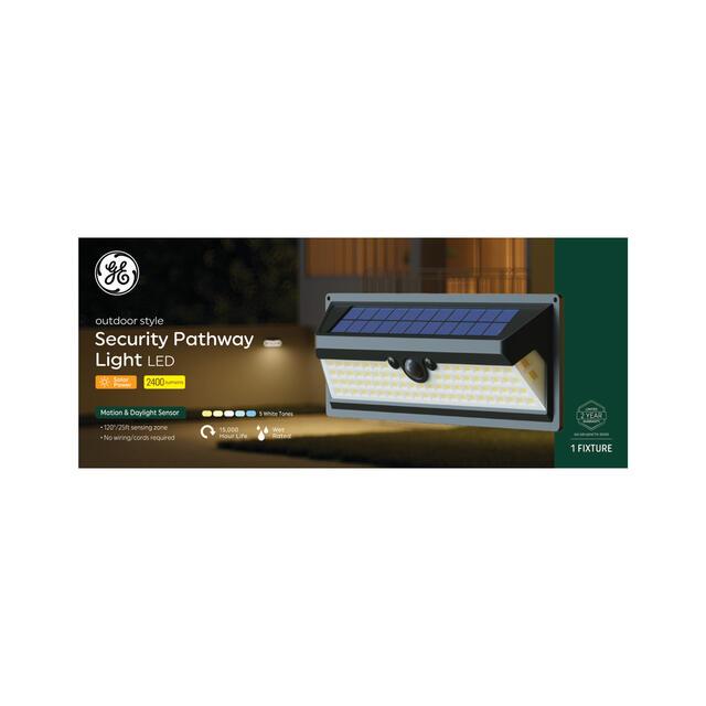 GE Outdoor Security Pathway Light, Motion & Dusk to Dawn Sensor, Solar Light, 2400 Lumens