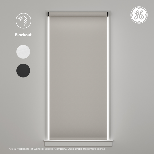 GE Smart Shade, Motorized Window Blind with Matter & Remote Control, Easy Install, Black Hardware, Blackout White Fabric, Quiet Operation, 30” Width, Adjustable Length, 1 Shade