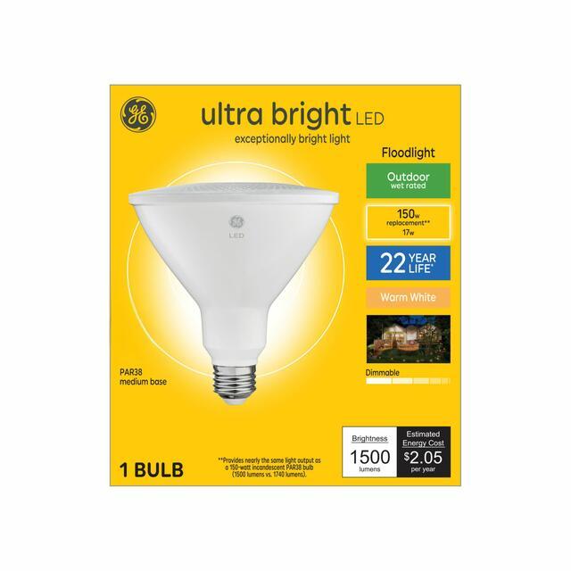 GE Ultra Bright LED 150 Watt Replacement, Warm White, PAR38 Outdoor Floodlight Bulb (1 Pack)
