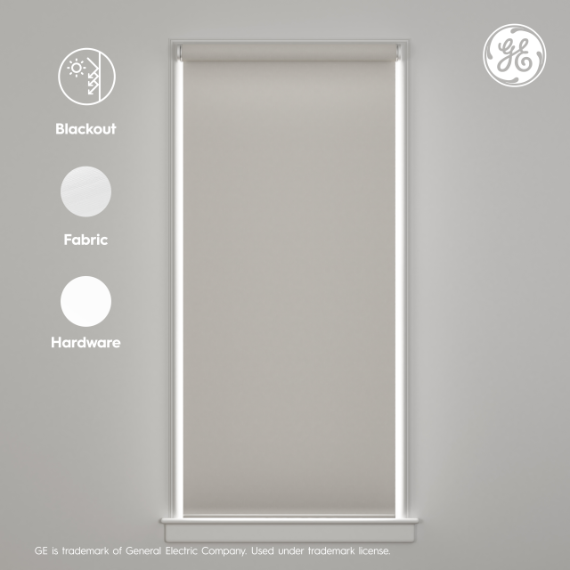 GE Smart Shade, Motorized Window Blind with Matter & Remote Control, Easy Install, White Hardware, Blackout White Fabric, Quiet Operation, 34” Width, Adjustable Length, 1 Shade