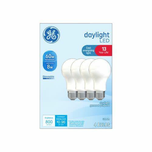 GE LED Light Bulbs, A19 General Purpose Bulbs, 60 Watt Replacement, Daylight (4 Pack)
