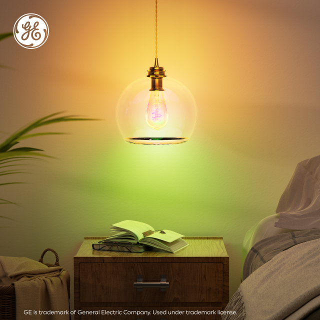 GE Light + Form Aurora Effect Multi-Color Glow LED Bulb, ST19 with Medium Base, 40W Replacement, 1-Pack
