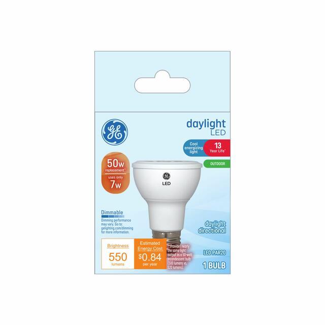 GE LED Light Bulb, PAR20 Outdoor Floodlight Bulb, 50 Watt Replacement, Daylight