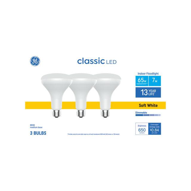 GE Classic LED 65 Watt Replacement, Soft White, BR30 Indoor Floodlight Bulbs (3 Pack)