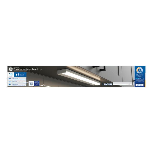 GE Premium 3-Color HD Undercabinet LED 13W Direct Wire & Plug-In 18in Linkable Integrated Light Fixture (1-Pack)