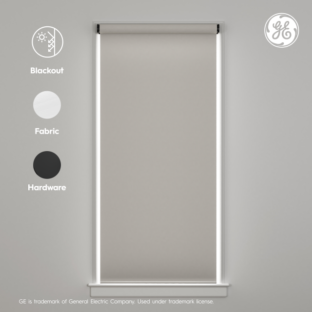 GE Smart Shade, Motorized Window Blind with Matter & Remote Control, Easy Install, Black Hardware, Blackout White Fabric, Quiet Operation, 30” Width, Adjustable Length, 1 Shade