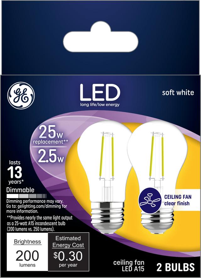 GE Incandescent Light Bulb, 40 Watt, Soft White, A15 Appliance Bulb, Medium  Base, Clear Finish 