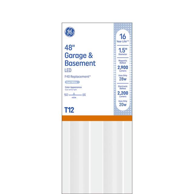 GE LED Replacement Cool White 28 Watt 47.74 Inches T12 G13 Base LED Tube 2 Pack