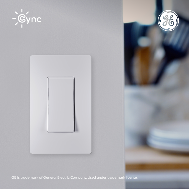 GE Cync Smart Paddle Switch, Neutral Wire + Traveler Required, Bluetooth and 2.4 GHz Wi-Fi, Works with Alexa and Google Home