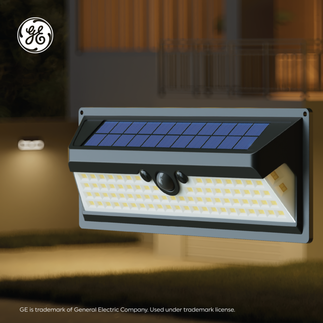 GE Outdoor Security Pathway Light, Motion & Dusk to Dawn Sensor, Solar Light, 2400 Lumens