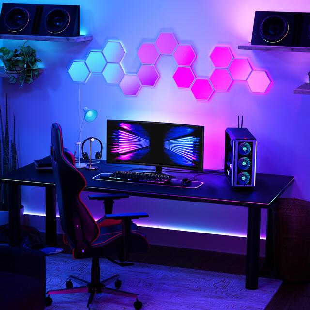 GE Cync Dynamic Effects Smart LED Hexagon Panels, Smart Color