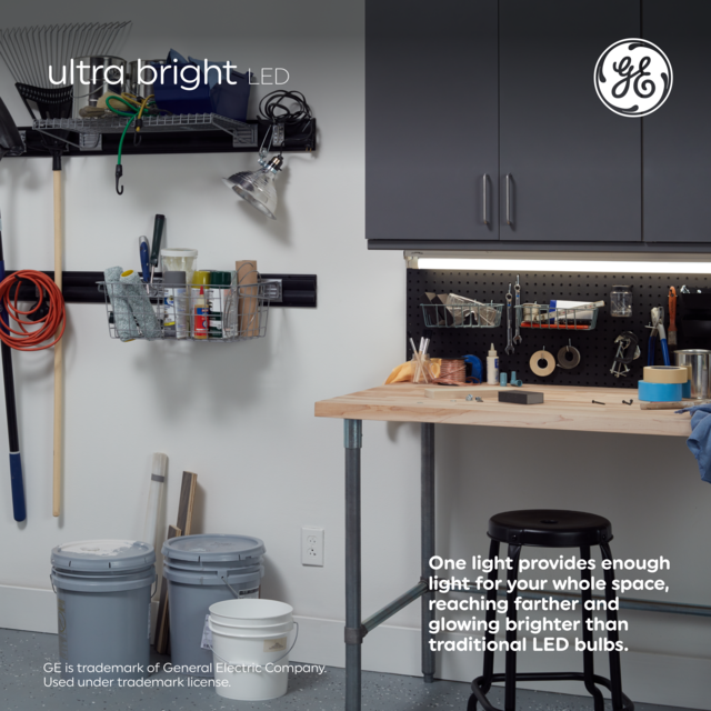 GE Ultra Bright LED Shop Light Fixture with Motion Sensor, Linkable Plug-In Utility Light, 48in