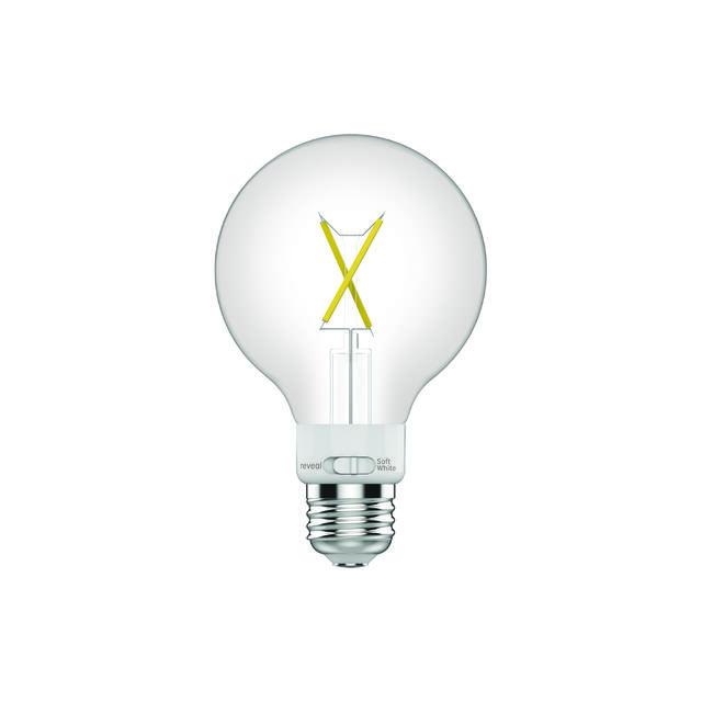 GE Reveal HD+ LED 60 Watt Replacement, Reveal + Soft White, G25 Vanity - Globe Bulbs (2 Pack)