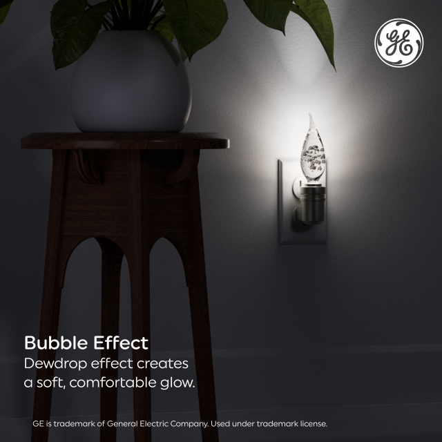 GE LED Night Light, Bubble Style Dewdrop Glow Effect, Plug-In, 5 Lumens, 1-Pack