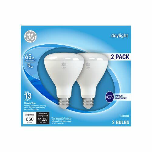 GE Classic LED 65 Watt Replacement, Daylight, BR30 Indoor Floodlight Bulbs (2 Pack)