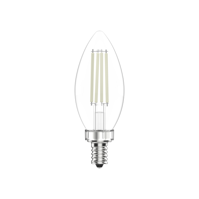 GE White Filament B11 LED Light Bulbs, Decorative Candle Bulbs, 60 Watt Replacement, Daylight, Small Candelabra Base (3 Pack)