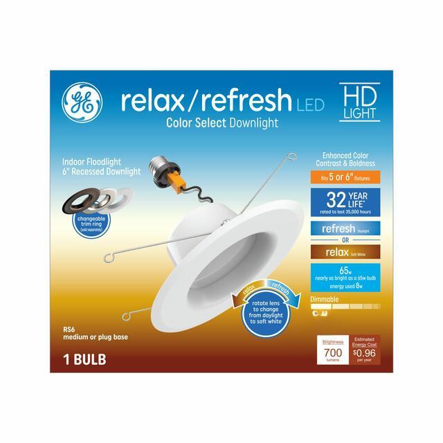GE Color Select LED 65 Watt Replacement, RS48 (RS6) Recessed Downlight Bulb (1 Pack)