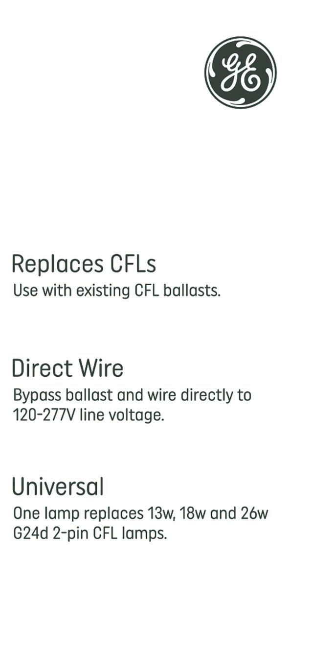 GE Plug-In LED Light Bulb, 13W/18W/26W Replacement, 2-Pin G24d Base, Color Select (1 Pack)