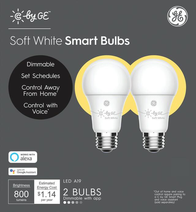 GE Cync Smart Bulbs LED Light Bulbs, Soft White, EQ A19, Dimmable LED  Smart Light Bulb with Wireless Control, 60W Replacement, Alexa and Google Home Compatible, 2-Pack (Packaging May Vary)