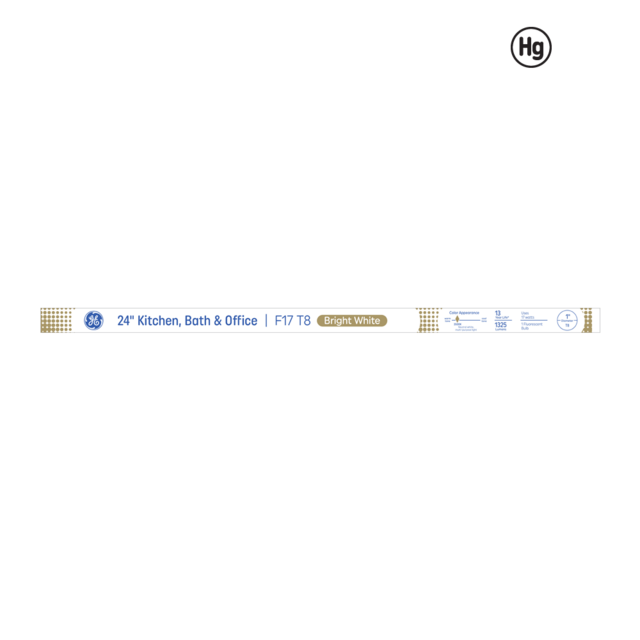GE Bright White 17 Watt 24 Inch T8 G13 Base Fluorescent Tube 1 Pack
