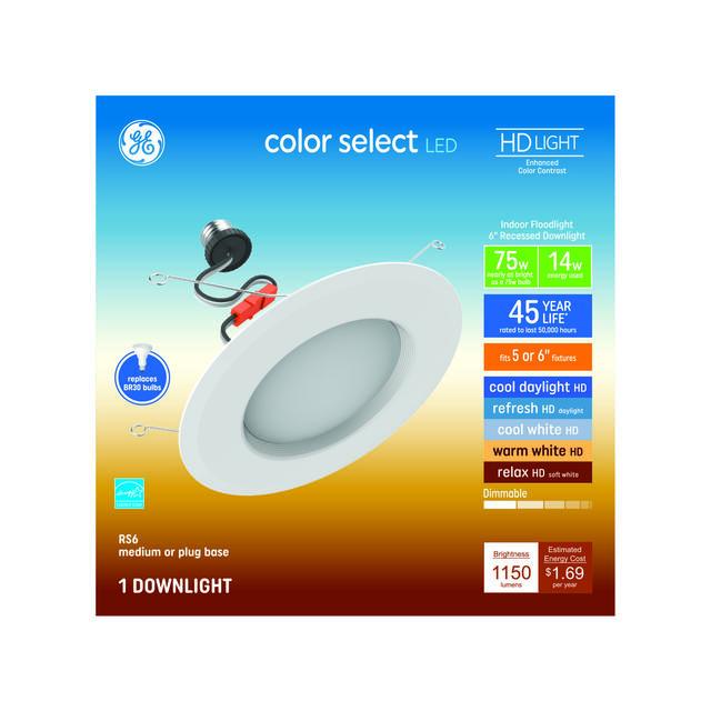 Remplacement de la LED de 75 watts GE Color Select, ampoule d'éclairage intérieur RS48 (RS6) (lot de 1)