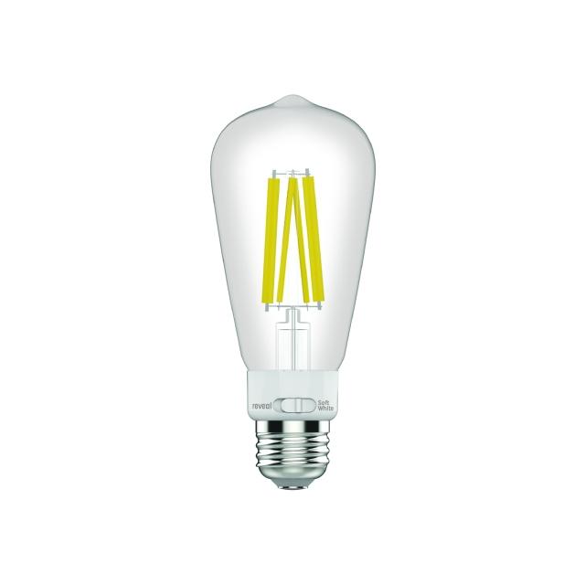GE Reveal HD+ LED 60 Watt Replacement, Reveal + Soft White, ST19 Edison Bulbs (2 Pack)