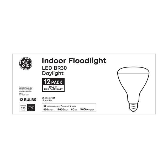 GE LED 65 Watt Replacement Daylight BR30 Indoor Floodlight Bulbs (12 Pack)