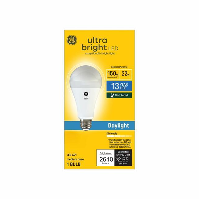 GE Ultra Bright LED 150 Watt Replacement, Daylight, A21 General Purpose Bulb (1 Pack)