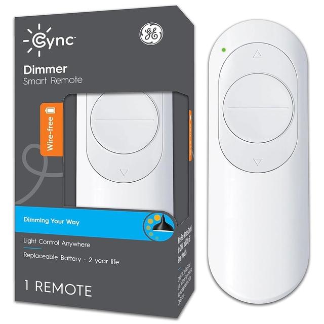 GE Cync Smart Dimmer Remote, Bluetooth Enabled, Battery Powered Dimmer Light Remote Control