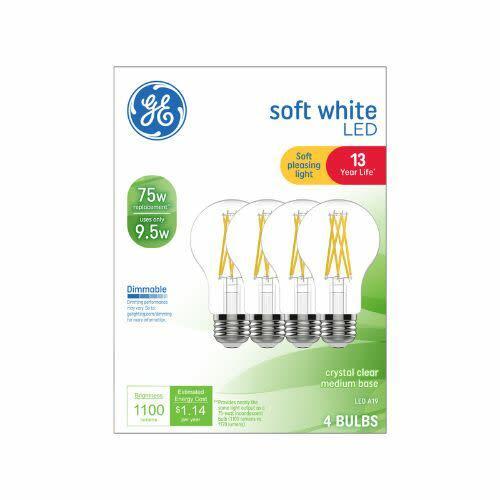 GE Classic LED 75 Watt Replacement, Soft White, A19 General Purpose Bulbs (4 Pack)