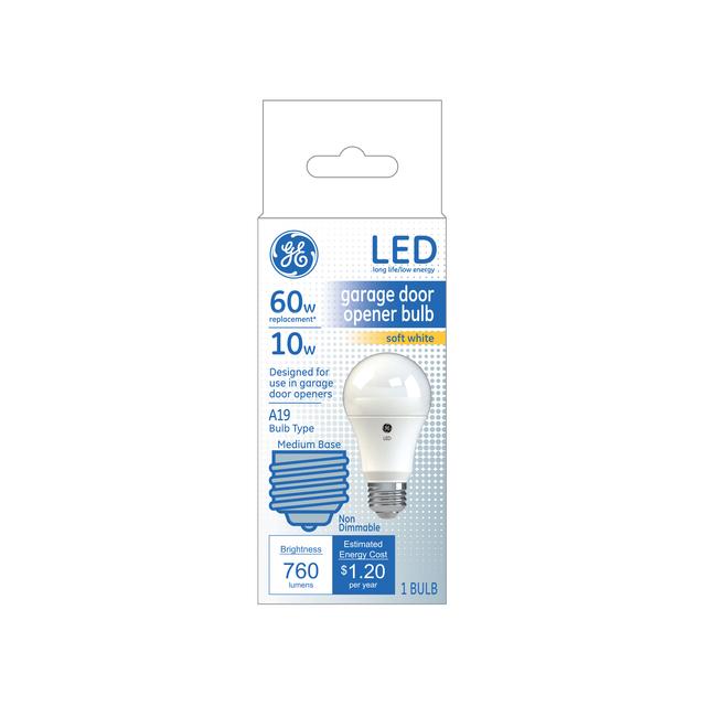 GE LED Light Bulb, 60 Watt Replacement, Soft White, A19 Garage Door Opener Bulbs (1 Pack)