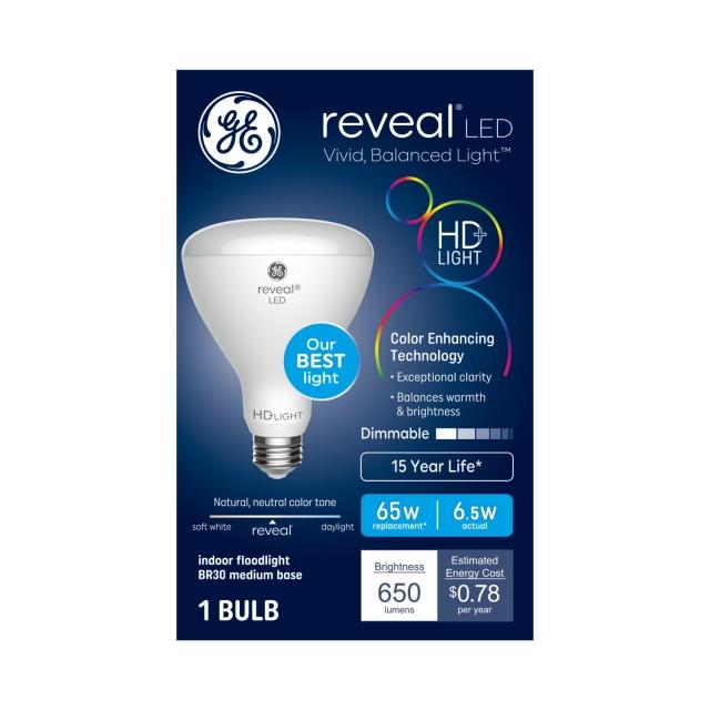 GE Reveal HD+ LED 65 Watt Replacement, Reveal, BR30 Indoor Floodlight Bulb (1 Pack)