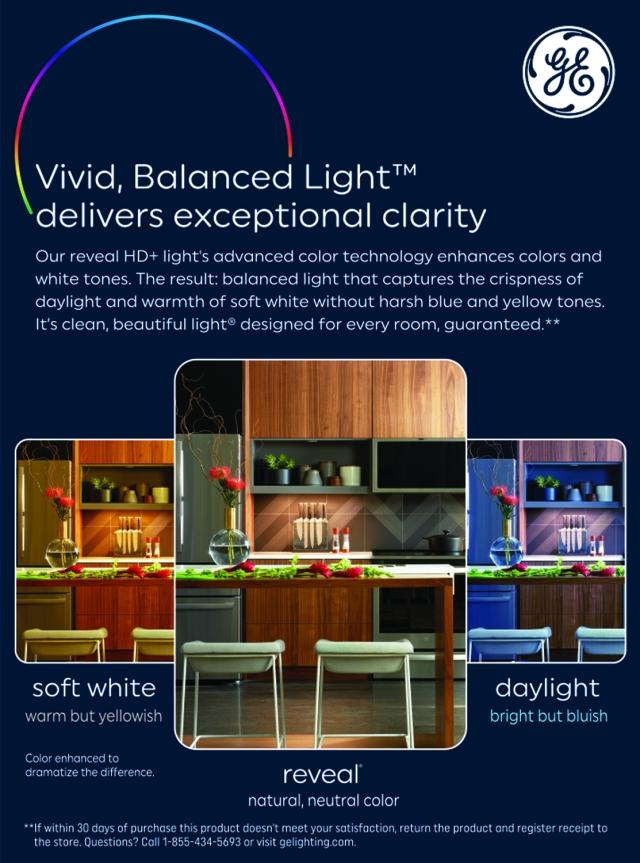 GE Reveal HD+ LED 60 Watt Replacement, Reveal, A19 General Purpose Bulbs (4 Pack)