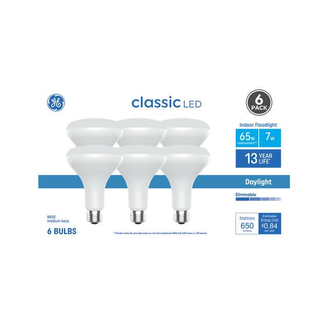 GE Classic BR30 LED Light Bulbs, Indoor Floodlight Bulbs, 65 Watt Replacement, Daylight (6 Pack)