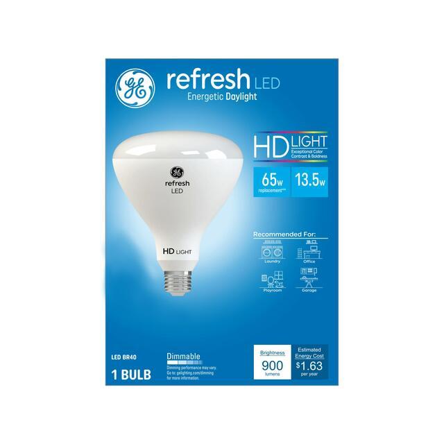 GE Refresh HD LED Light Bulbs, 65 Watt Replacement, Daylight, BR40 Indoor Floodlight Bulb (1 Pack)